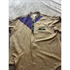 Vintage Studio-X disco‎ dance shirt geometric long sleeve XL Button Down